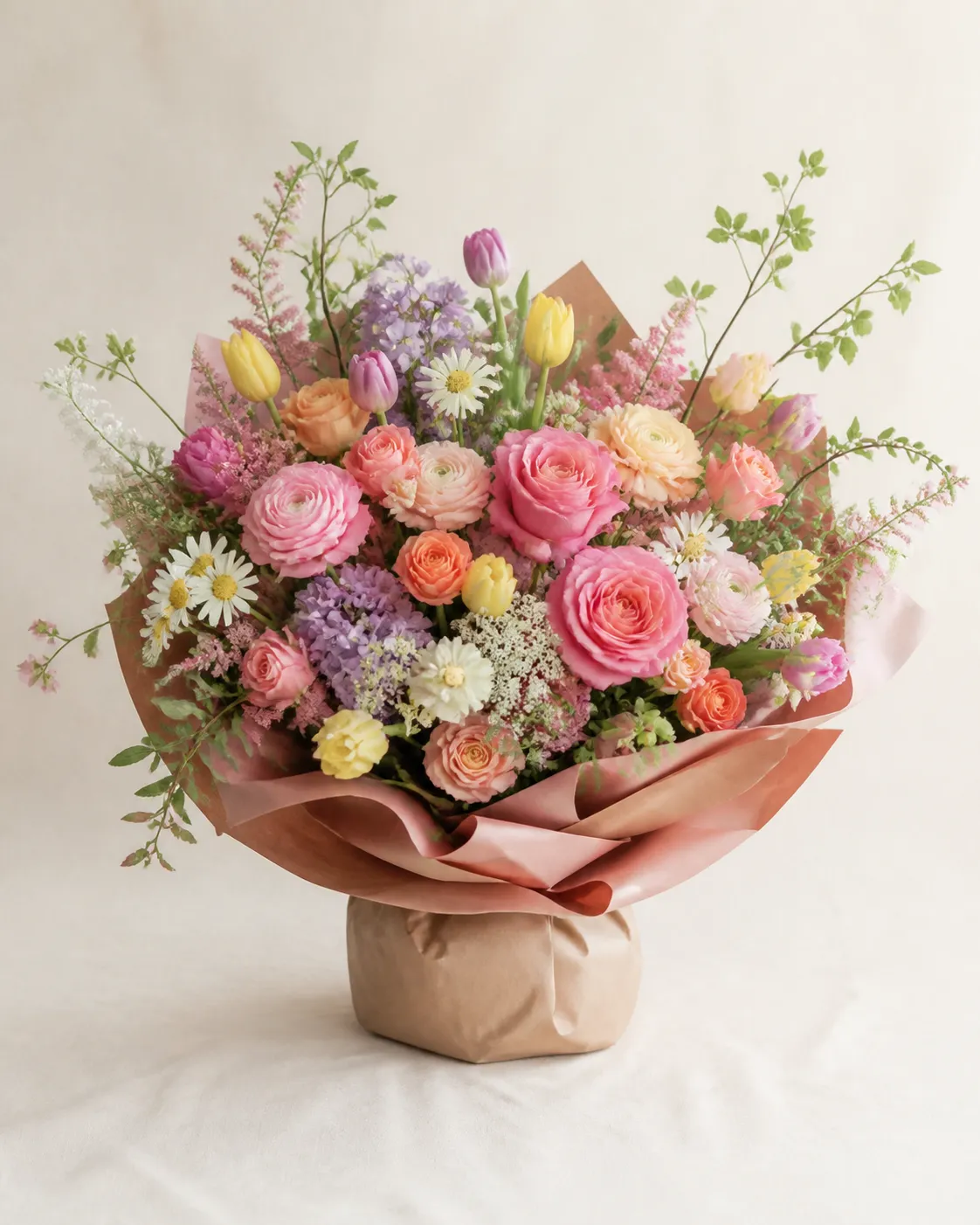 The abundant Flower shop Signature bouquet in the full pastel palette